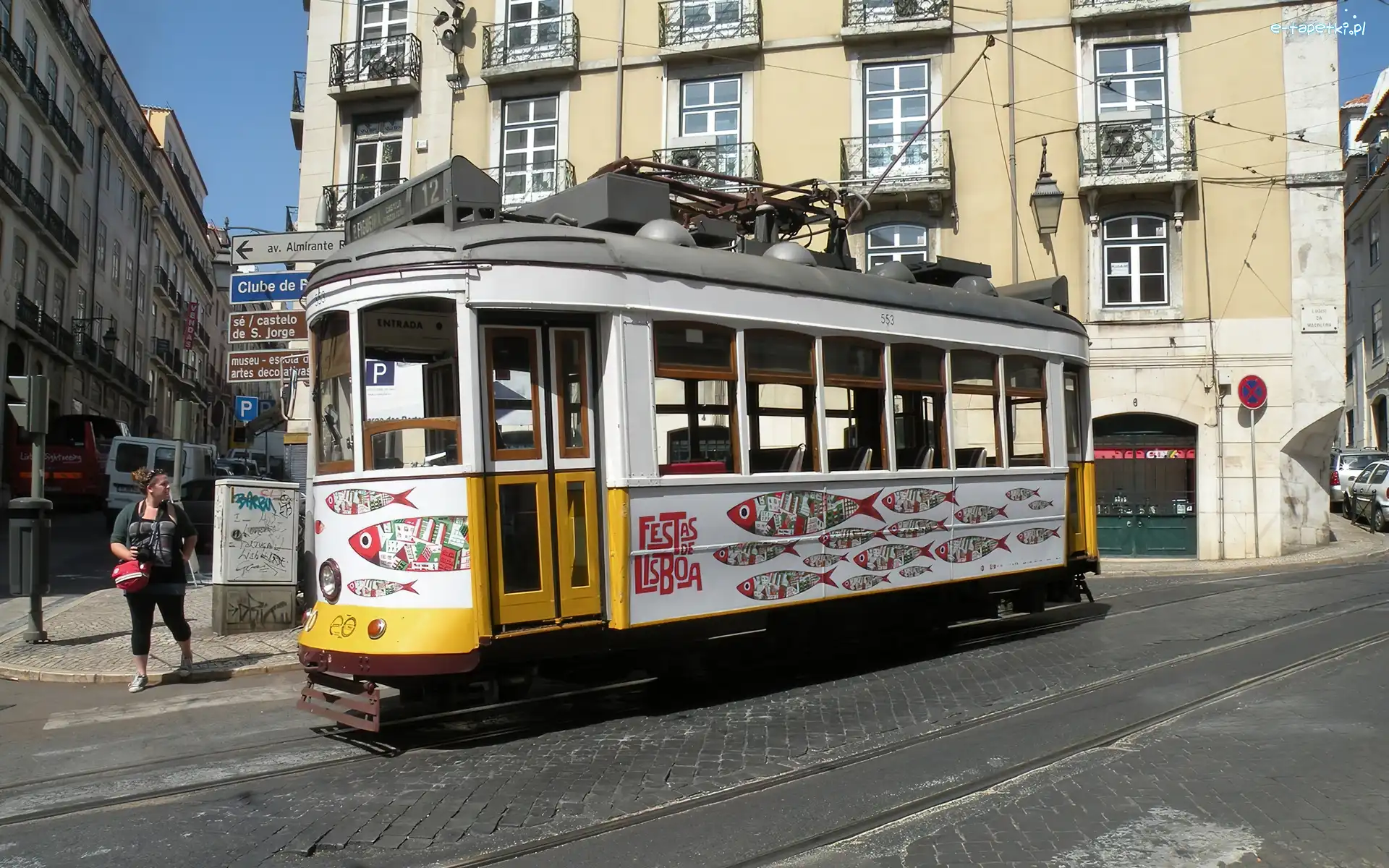 Tramwaj, Portugalia, Lizbona, Domy