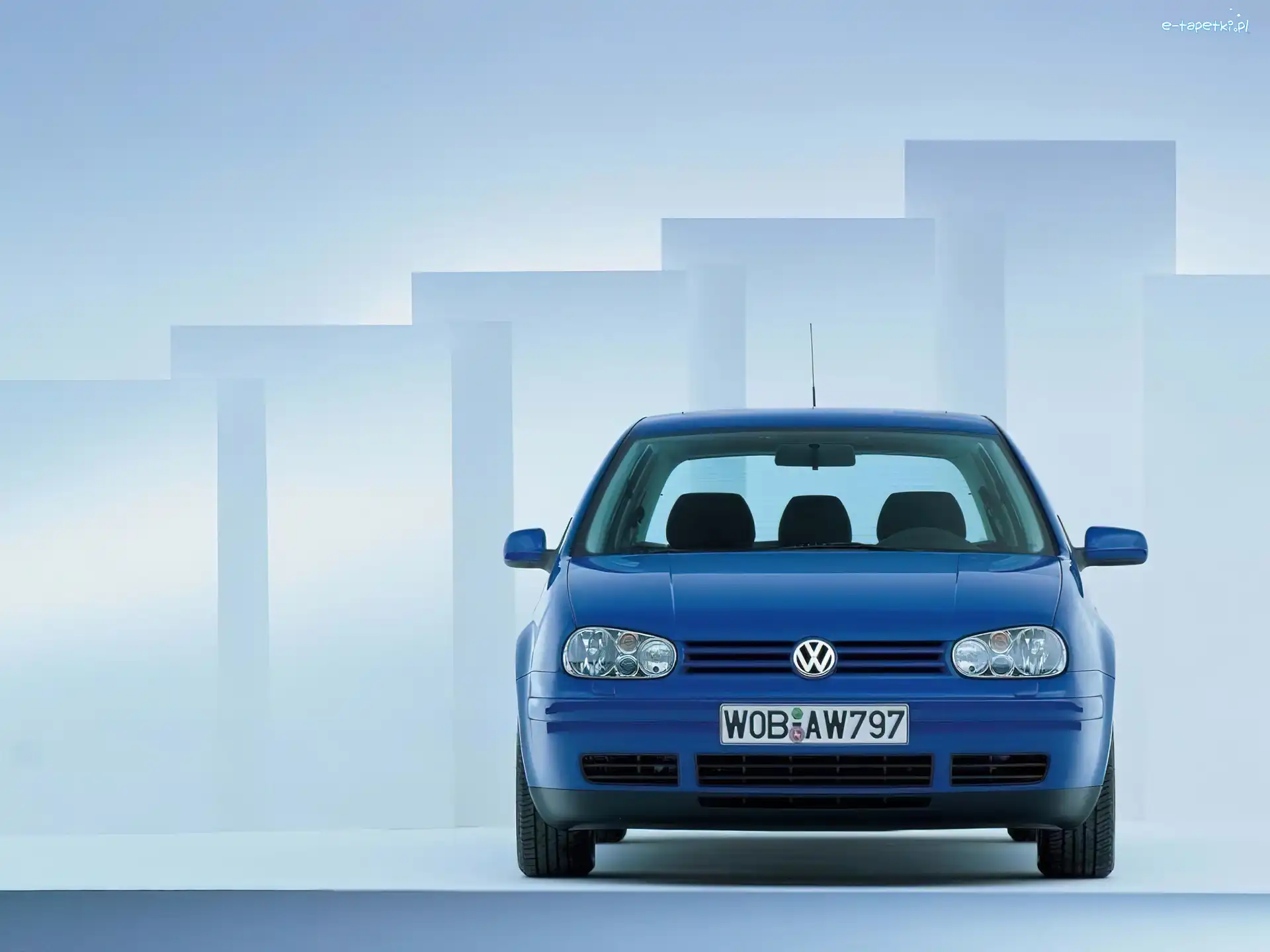 Niebieski, Lampy, Przód, Volkswagen Golf 4
