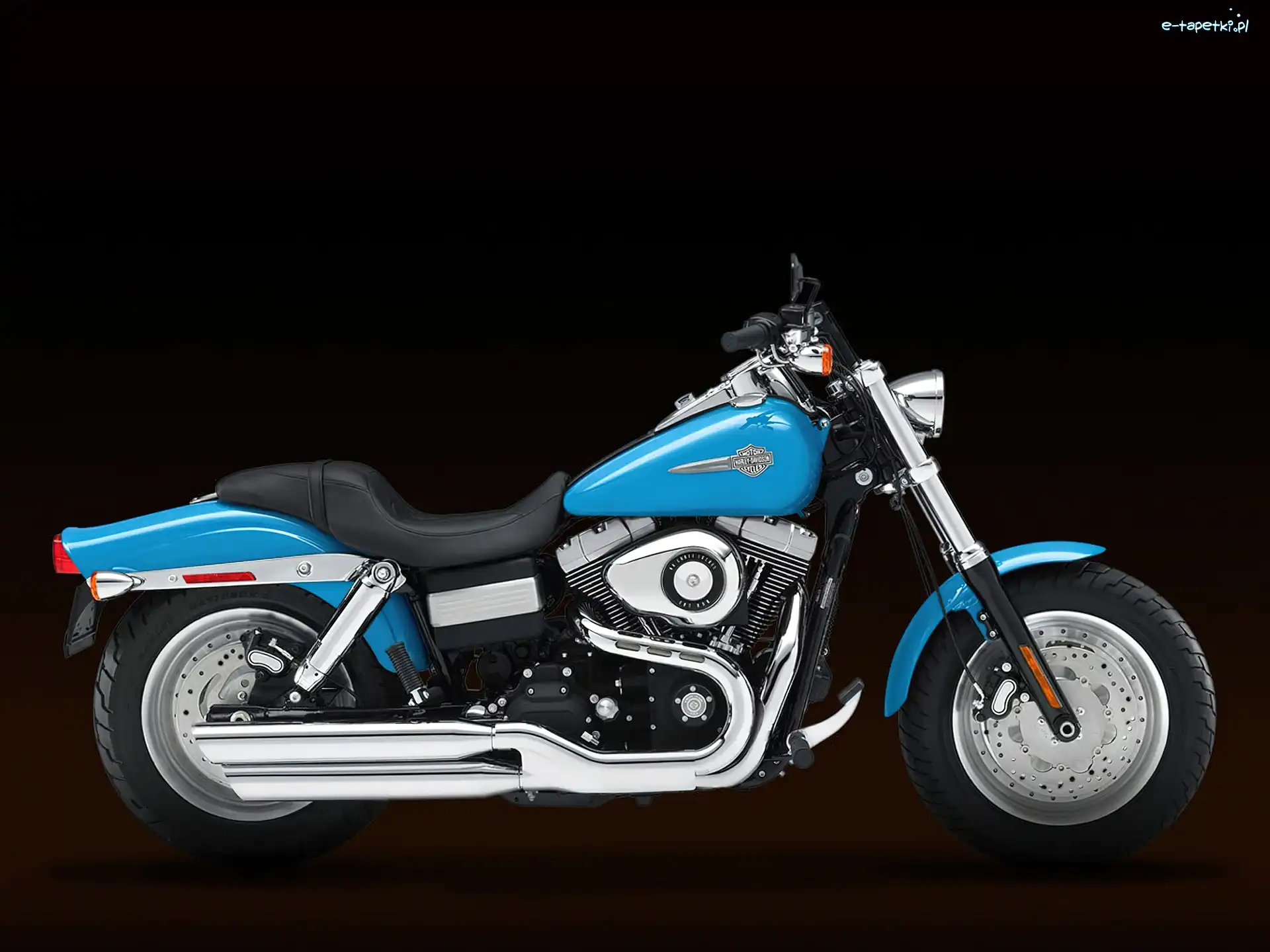 Harley Davidson Fat Bob, Wydechy, Polerowane, Błękitny