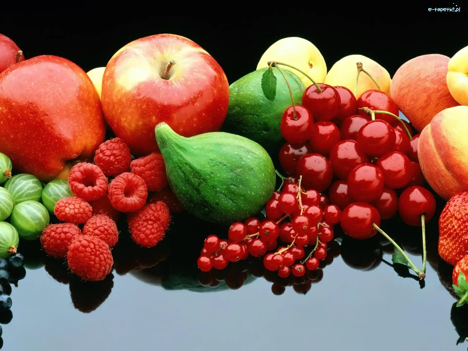 Różne, Jabłka, Owoce, Wiśnie, Maliny