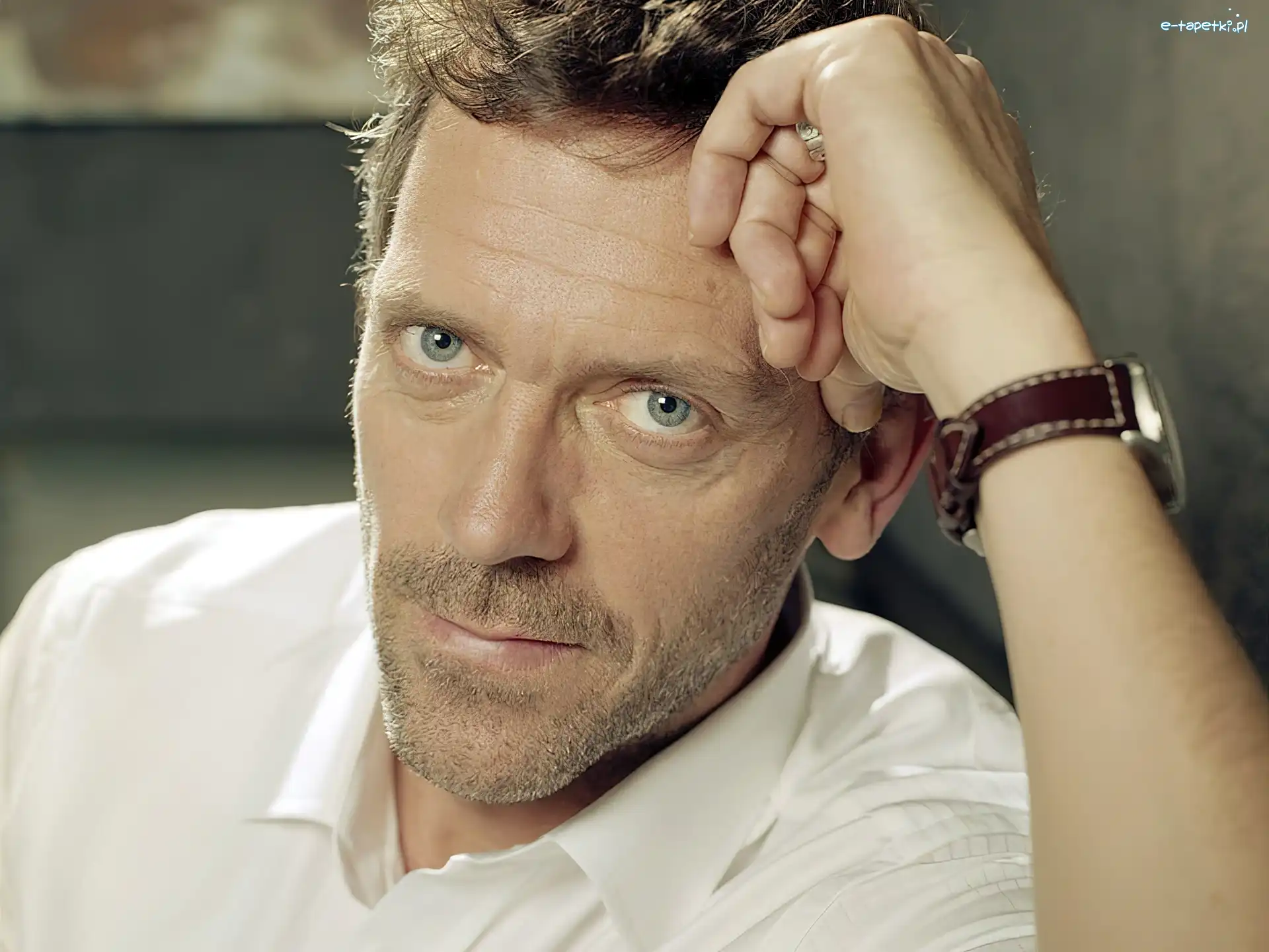 Biała, Zegarek, Koszula, Hugh Laurie