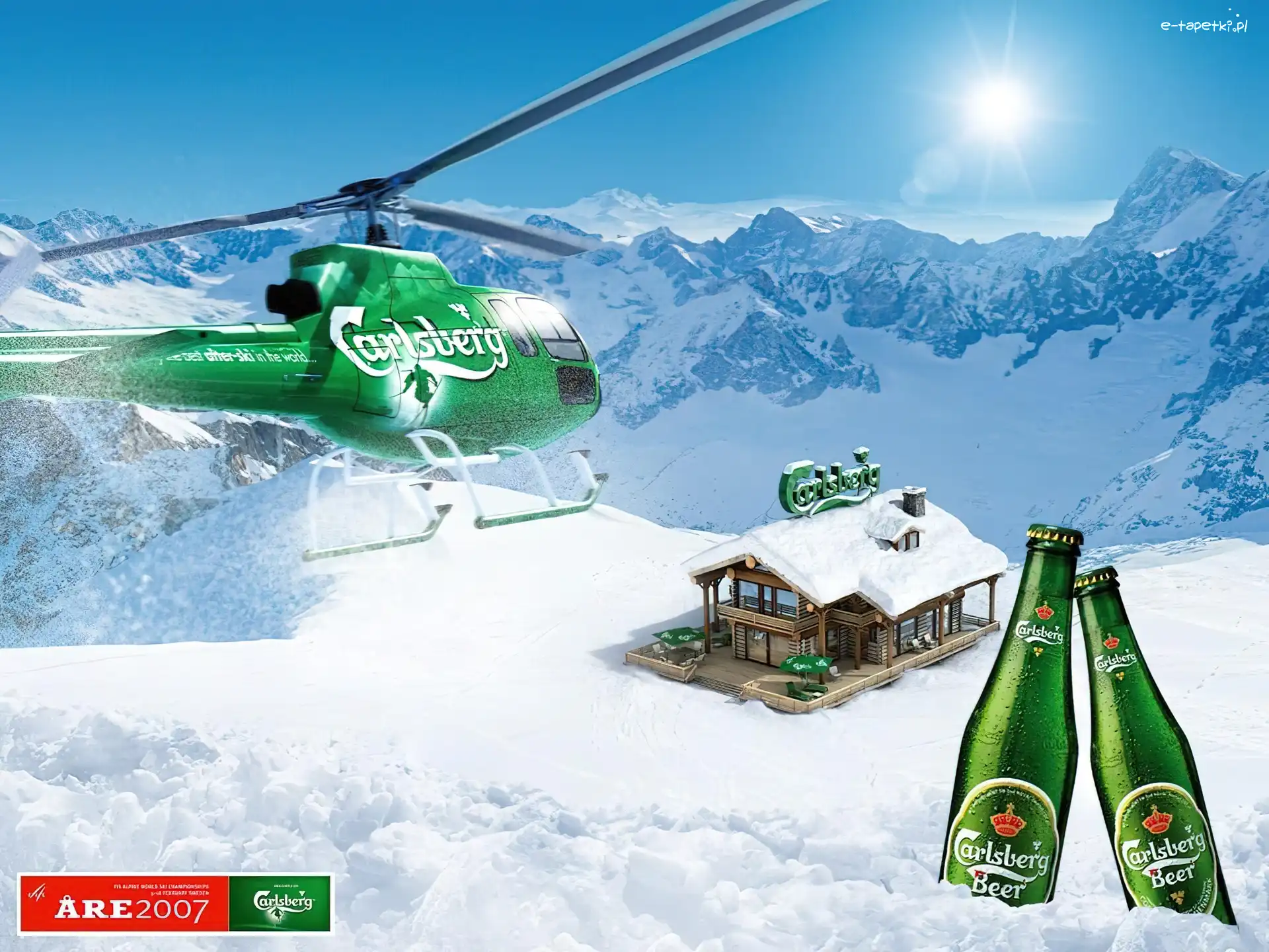 Dostawa, Calsberg, Helikopter