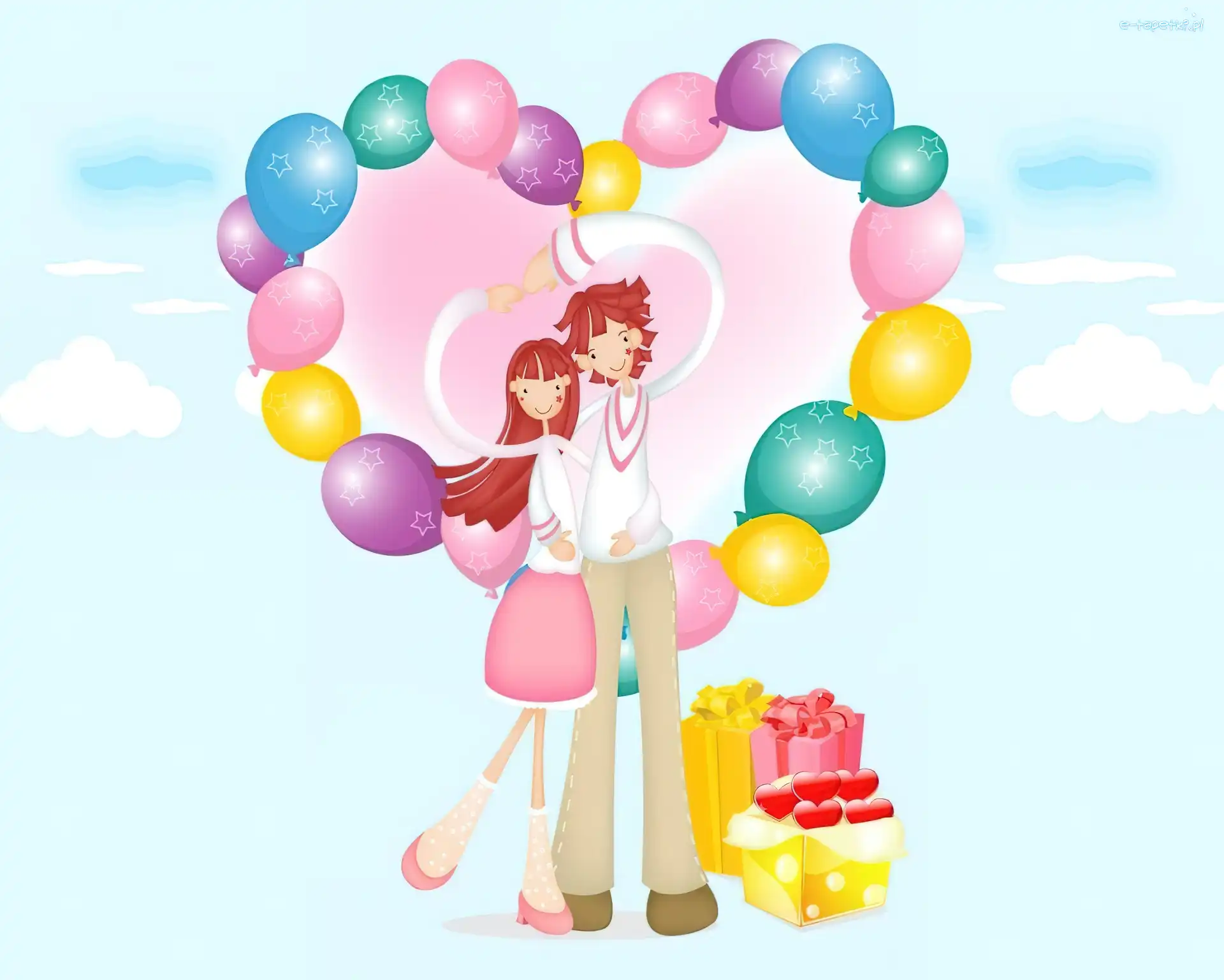 Para, Balony, Serce, Zakochana
