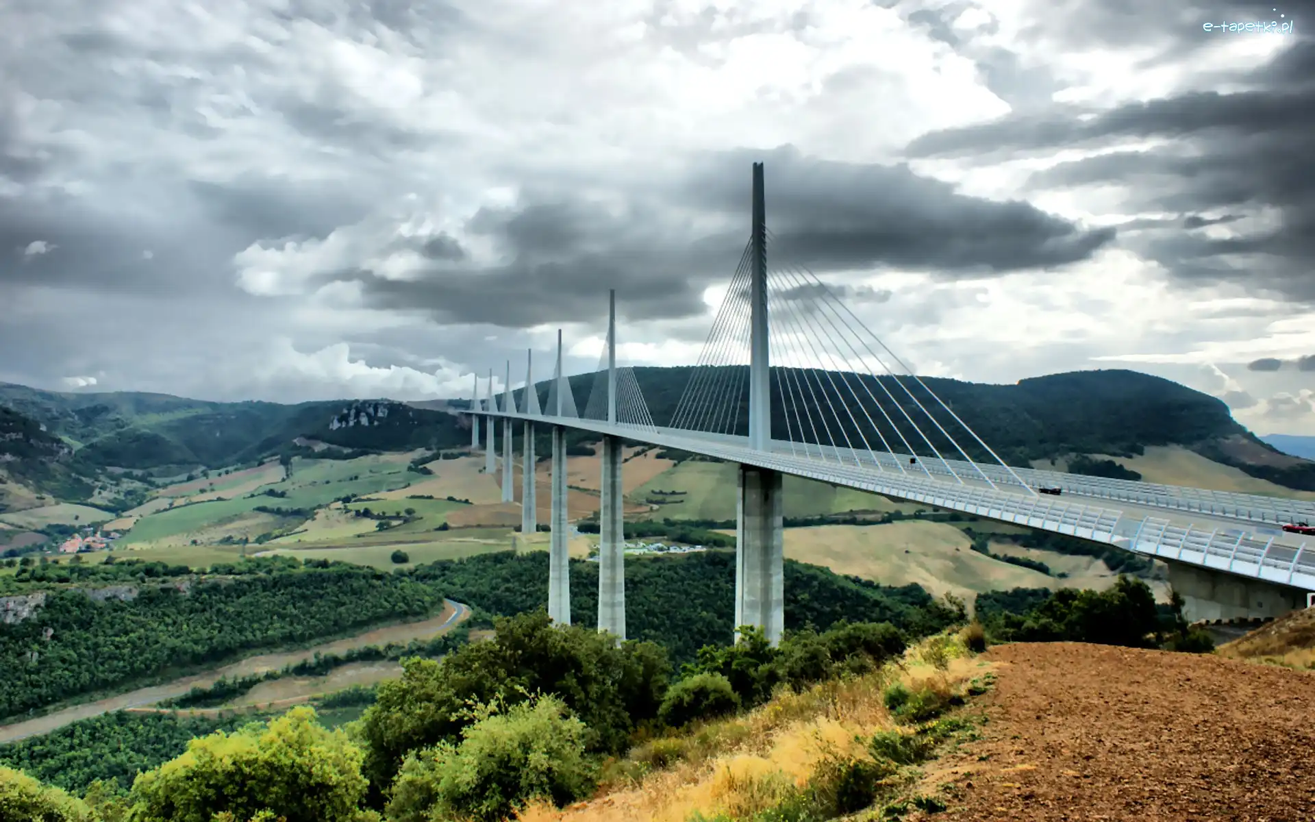 Tarn, Millau, Nad, Wiadukt, Francja, Rzeki, Doliną