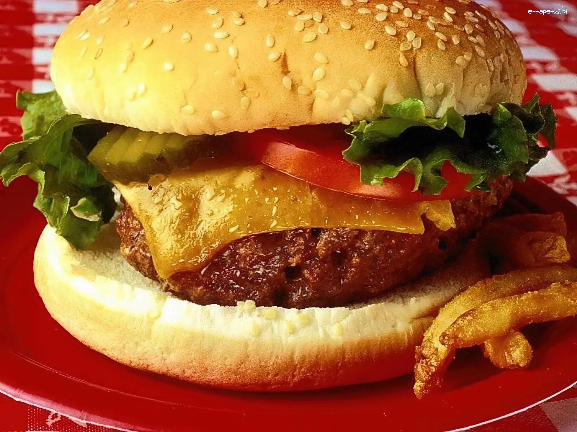 Hamburger, Plasterki, Mięso, Sałata, Pomidora