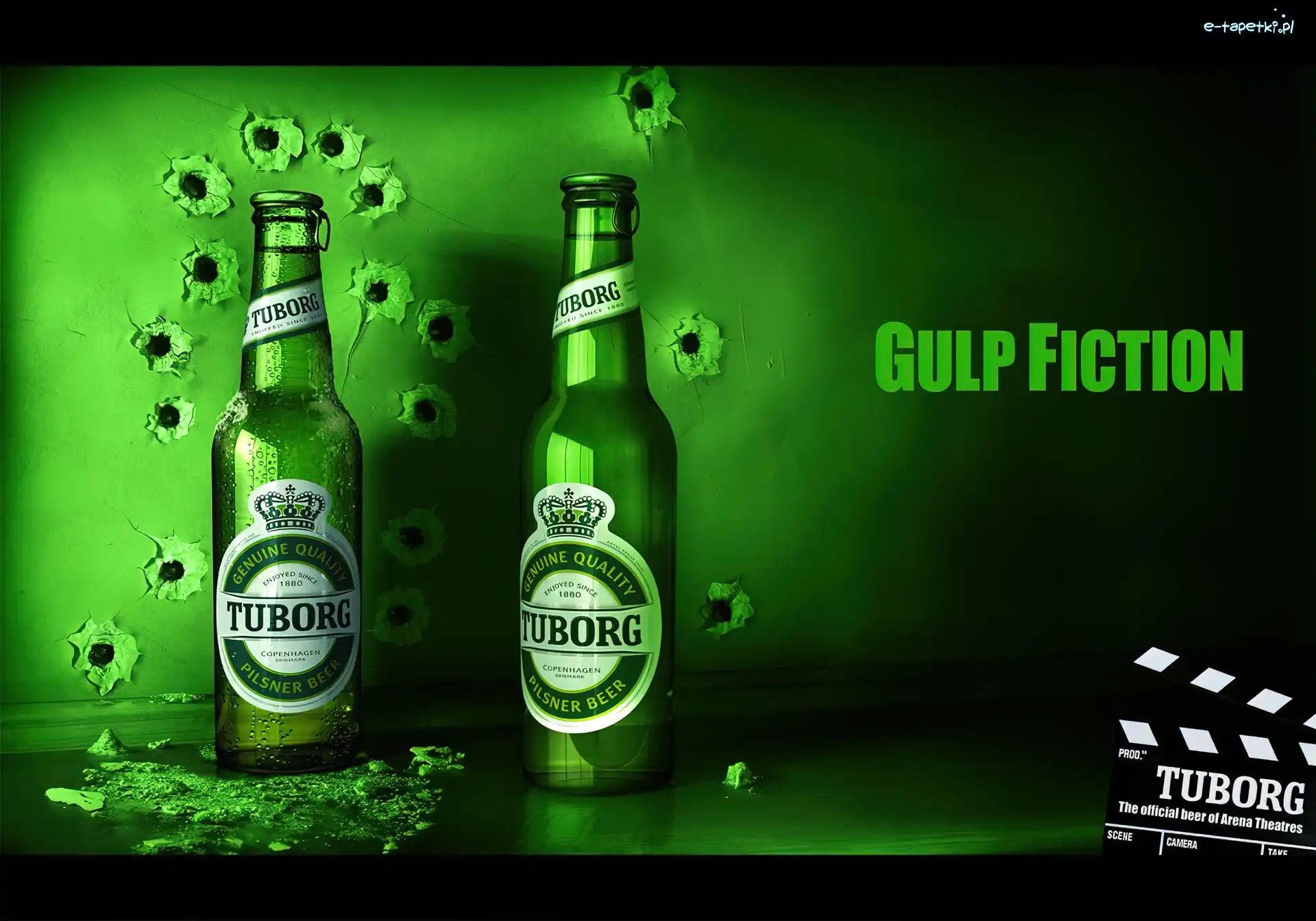 Dwie, Piwa, Butelki, Reklama, Tuborg