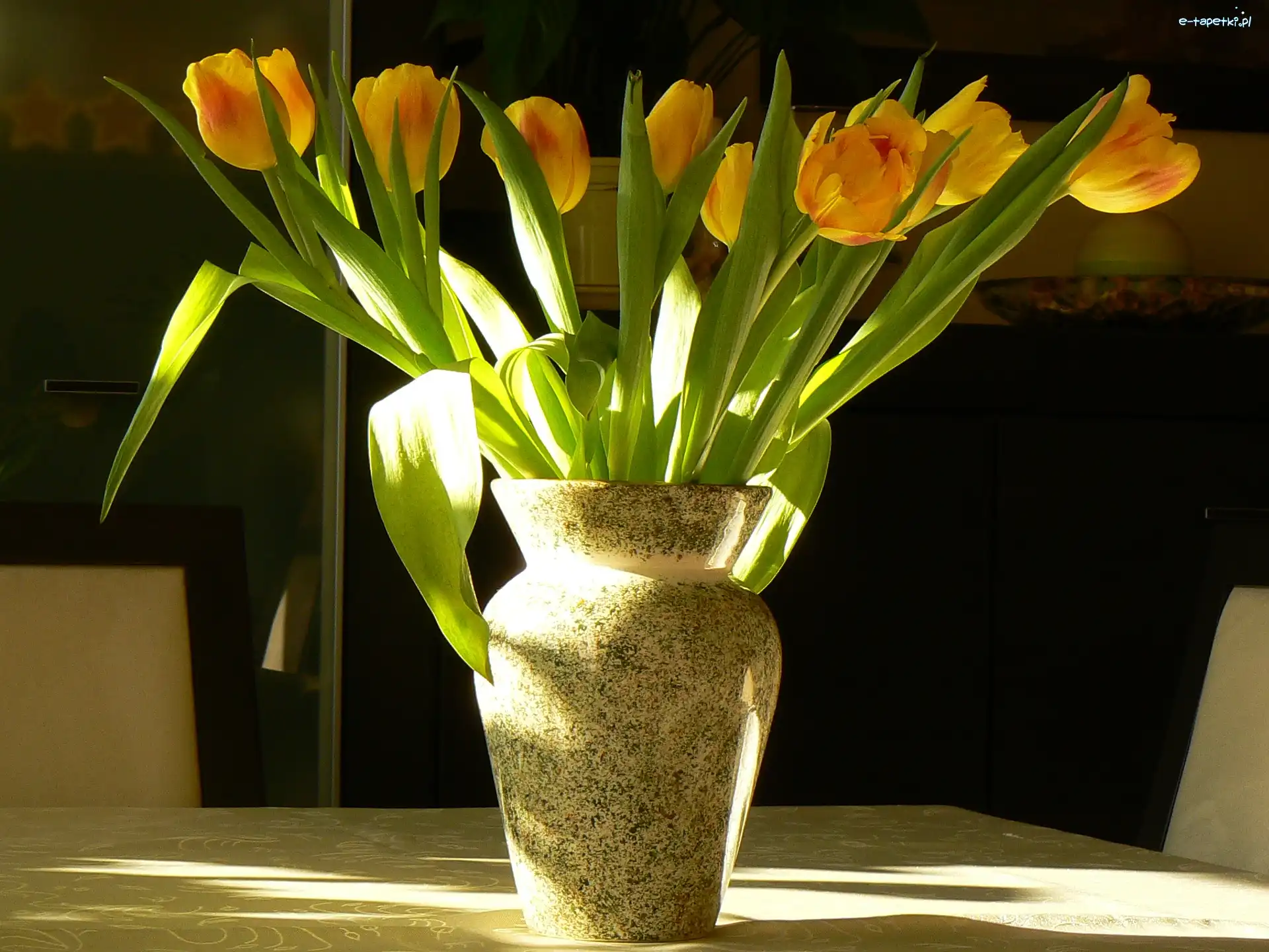 Wazon, Tulipany, Żółte