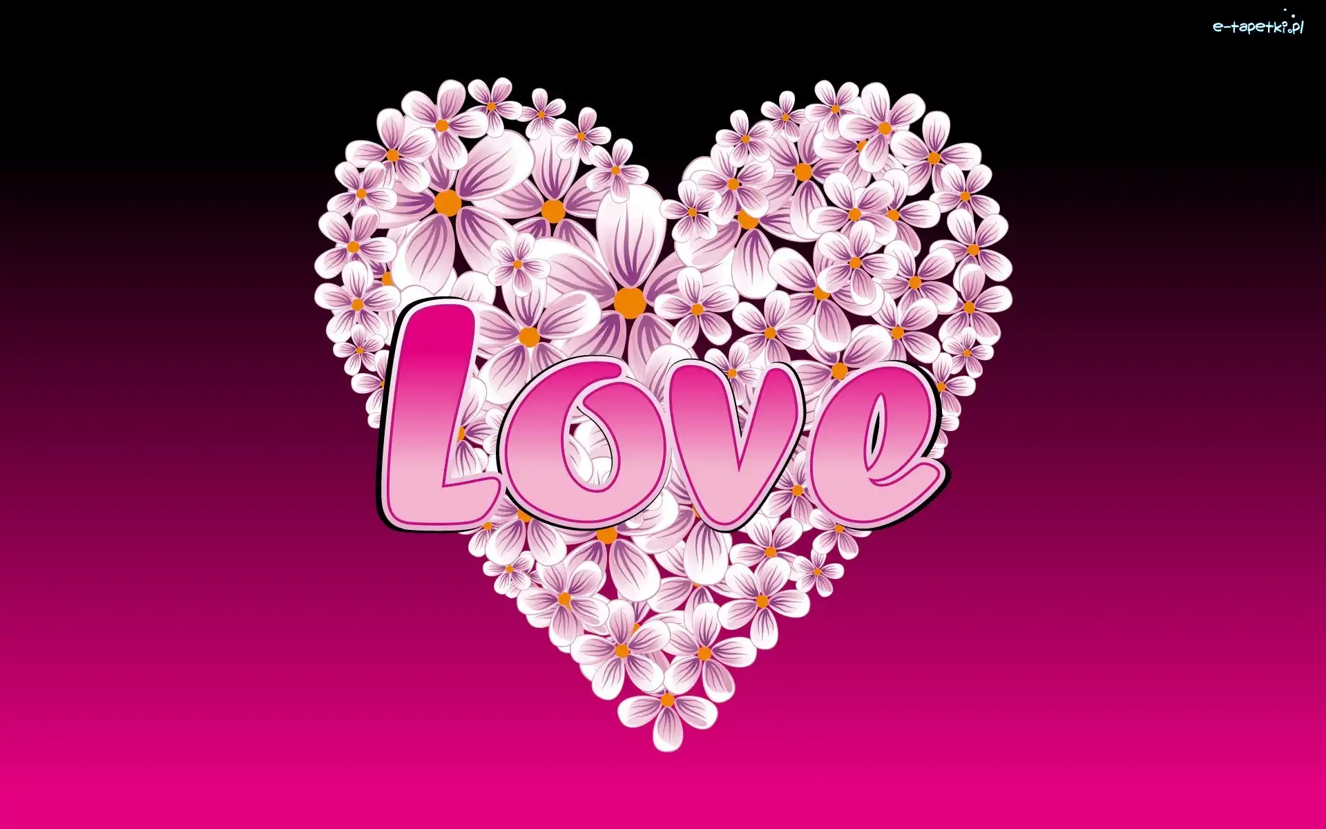 Love, Kwiaty, Serce, Napis