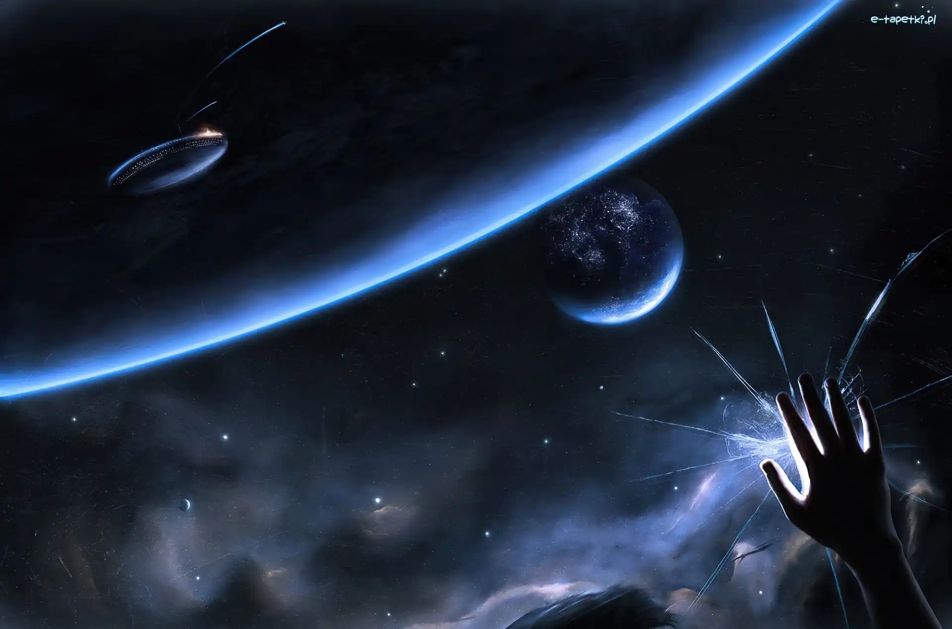 Planety, Statek, Ręka, Kosmos