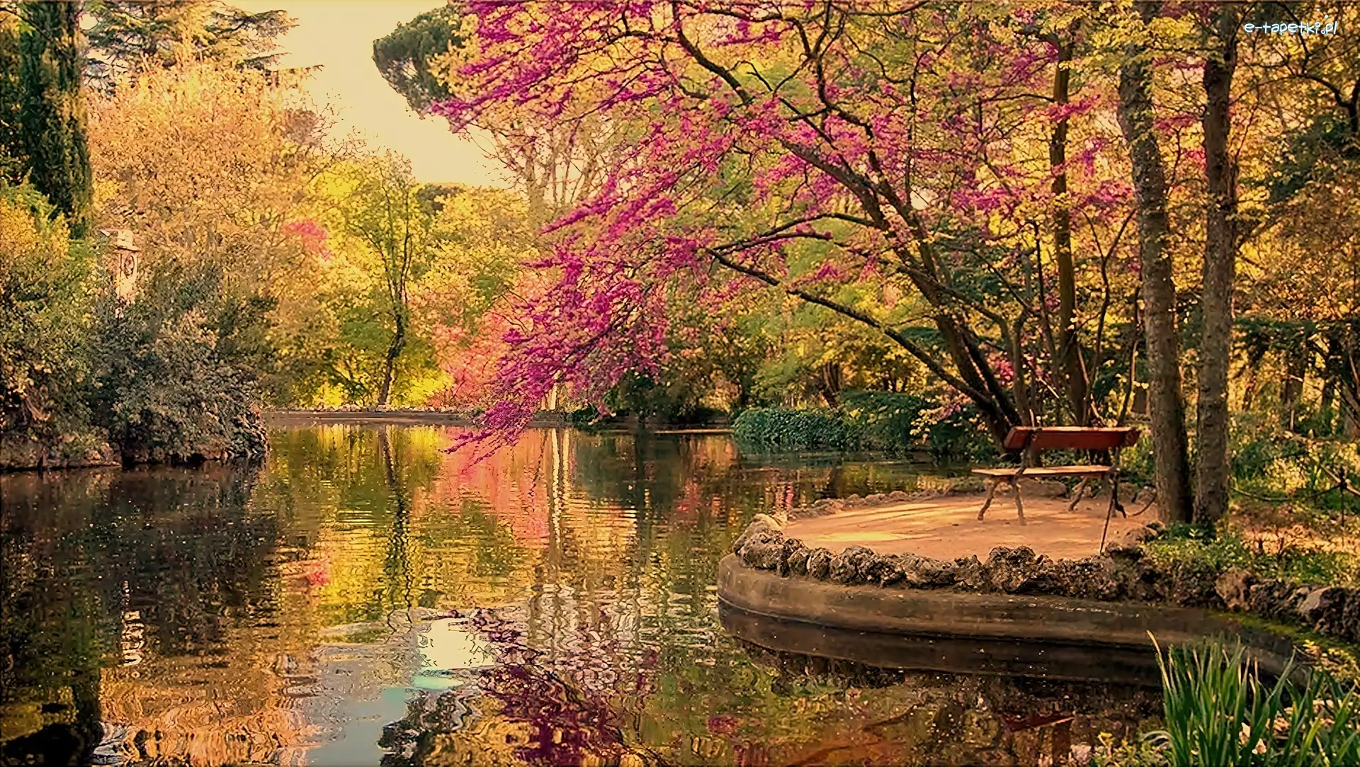 Ławeczka, Park, Rzeka