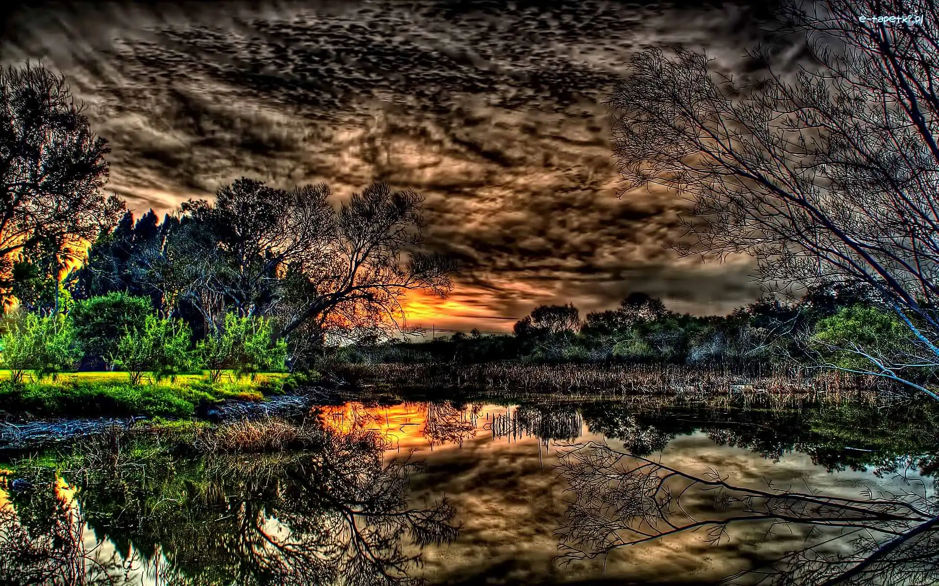 HDR, Jezioro, Chmury
