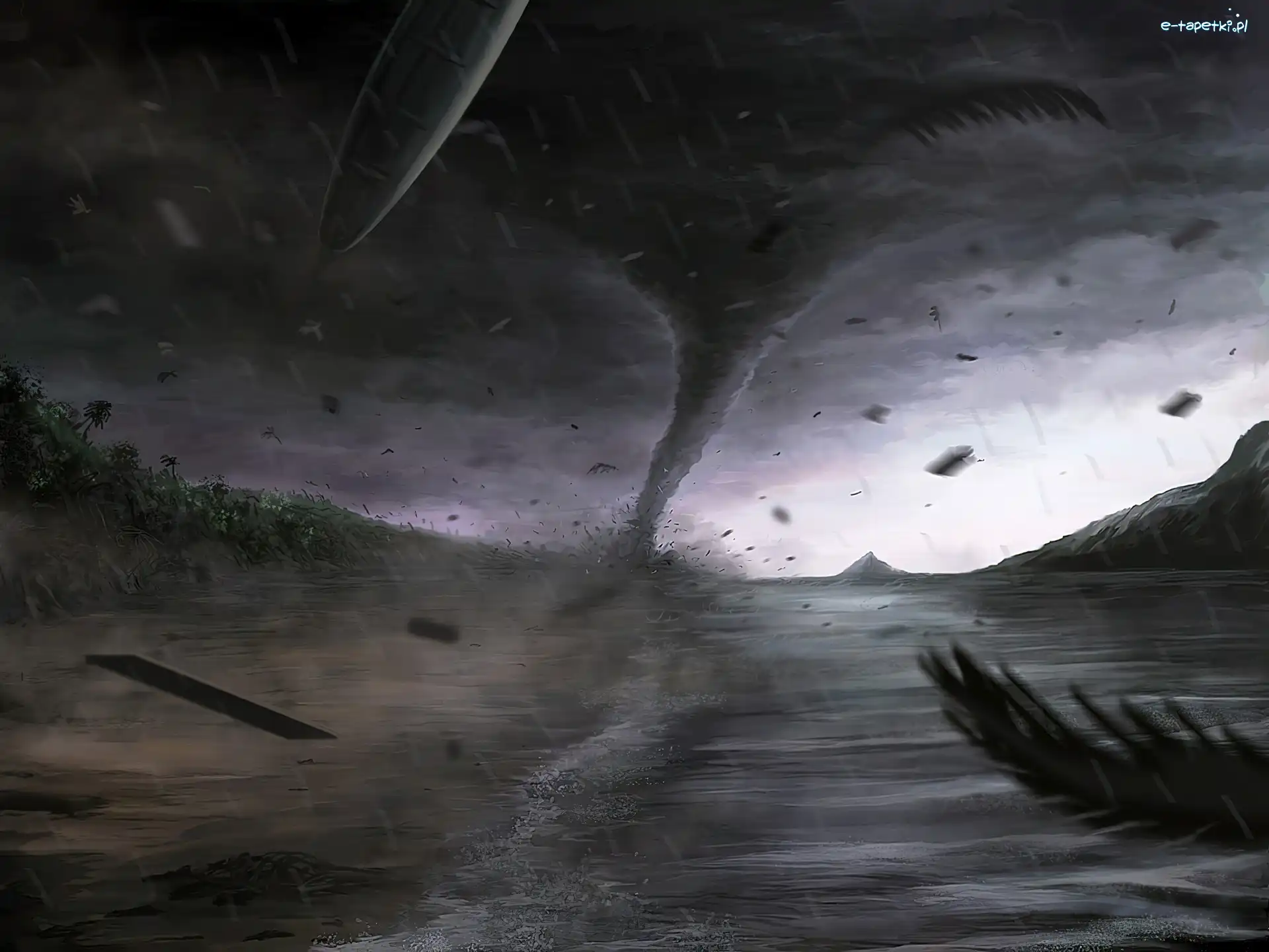 Ciemne, Droga, Niebo, Tornado
