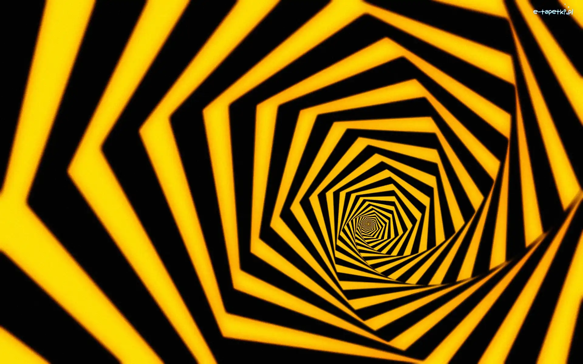 Abstrakcja, Żółte, Czarno, Tunel, Paski