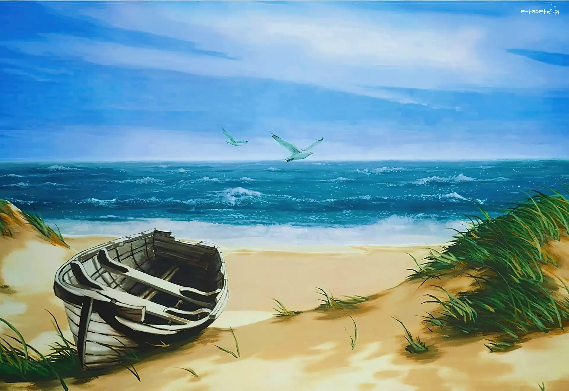 Plaża, Morze, Łódka, Krajobraz