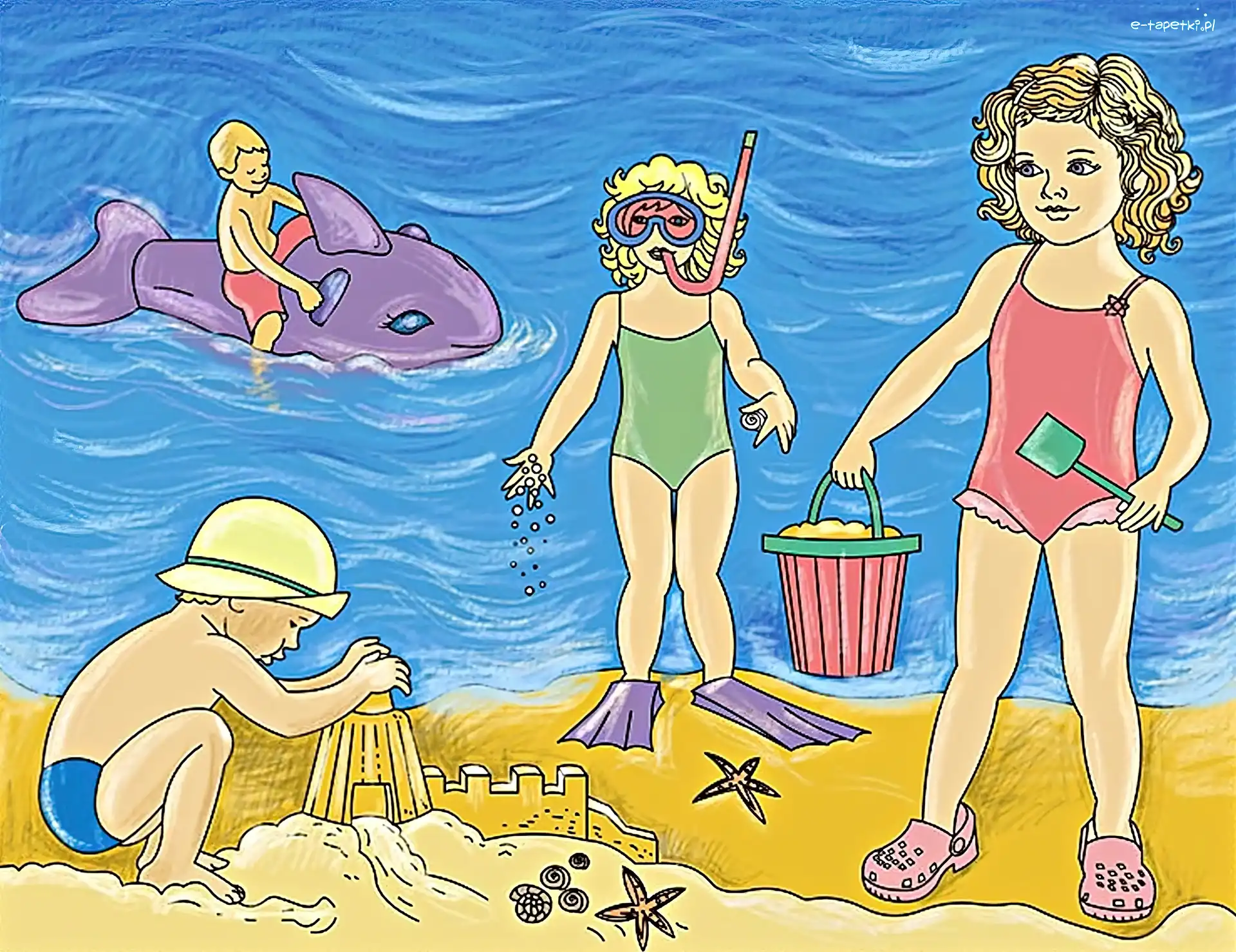 Plaża, Morze, Zabawa, Dzieci
