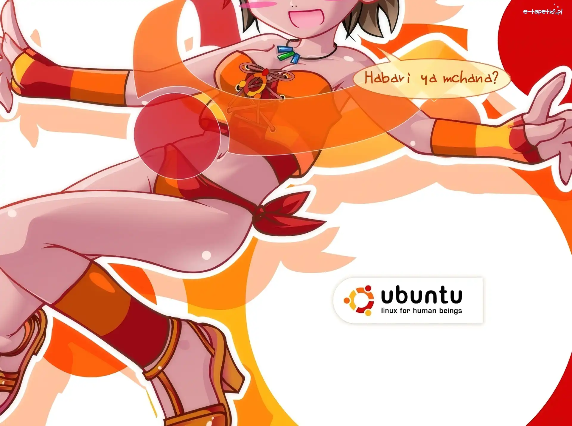 Pomarańczowy, Ubuntu, Strój, Kobieta