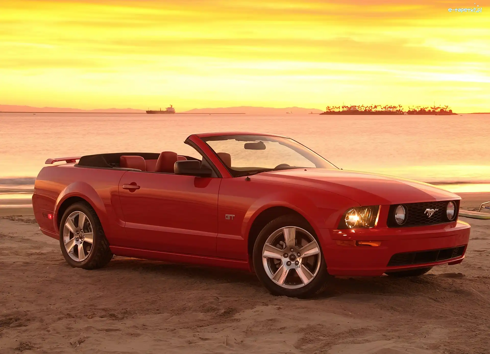 Cabrio, Ford Mustang, Czerwony
