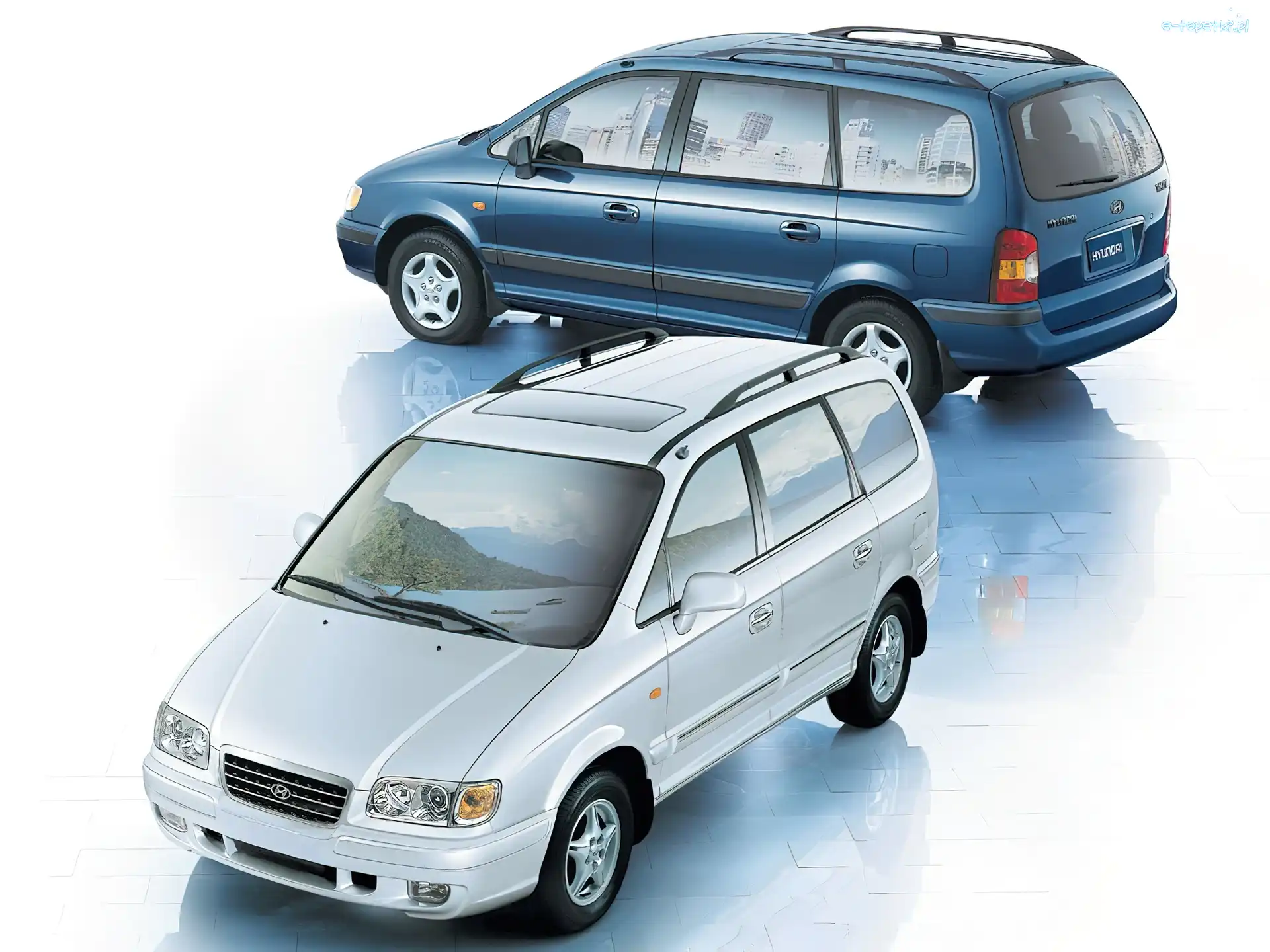 Niebieski, Srebrny, Hyundai Trajet