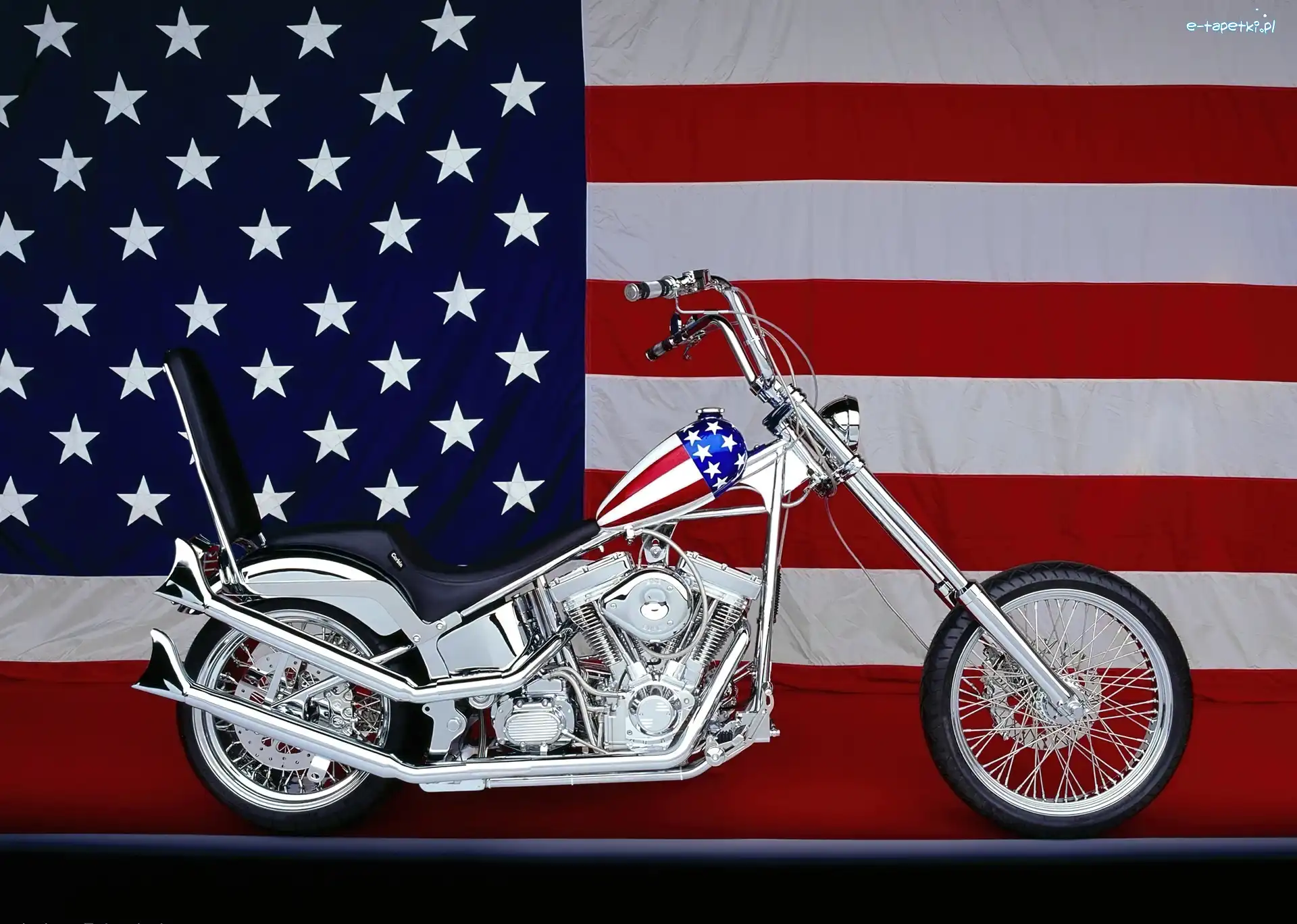 Motocykl, USA, Flaga, Srebrny