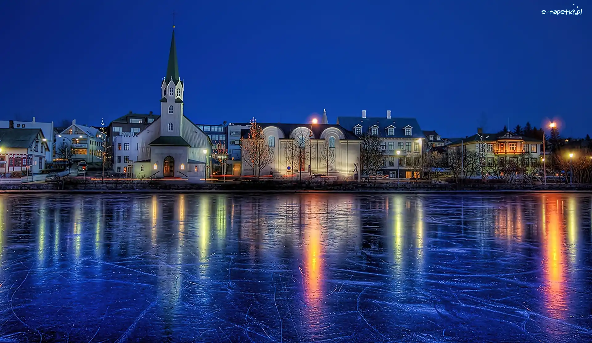 Zamarznięte, Miasto, Jezioro, Islandia, Reykjawik