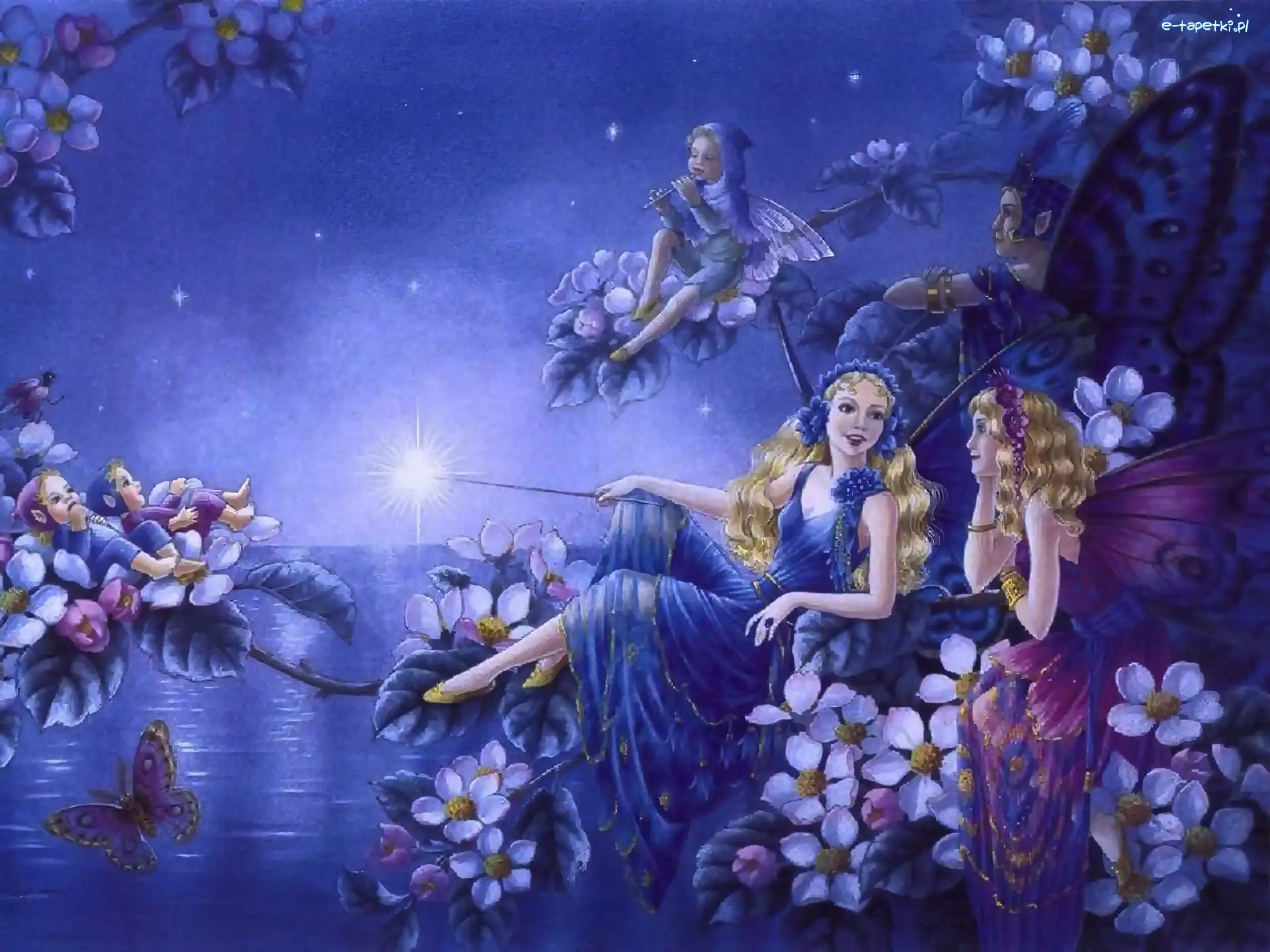 Fantasy, Kwiaty, Elfy