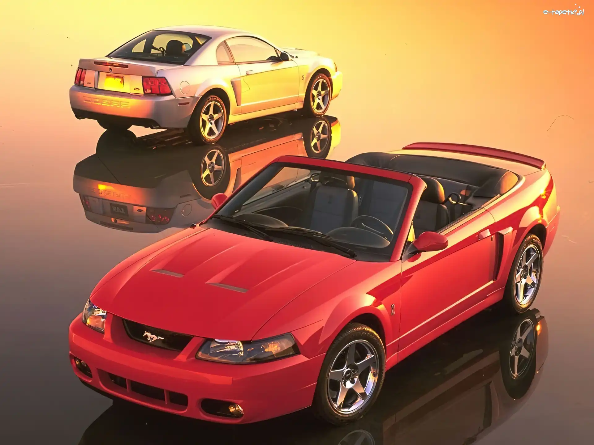 Czerwony, Srebrny, Cabrio, Mustang