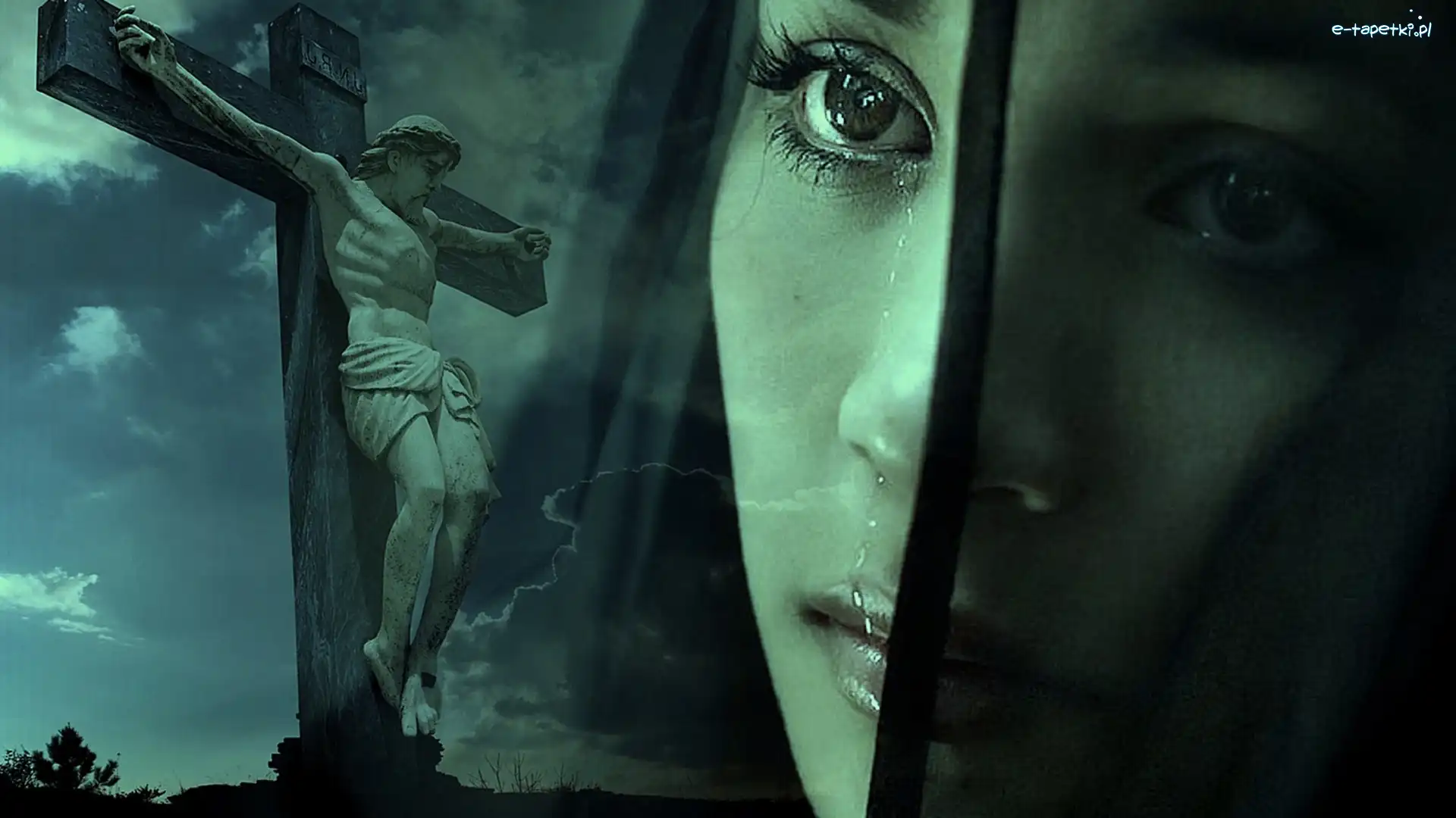 Maryja, Jezus, Ukrzyżowany, Płacząca