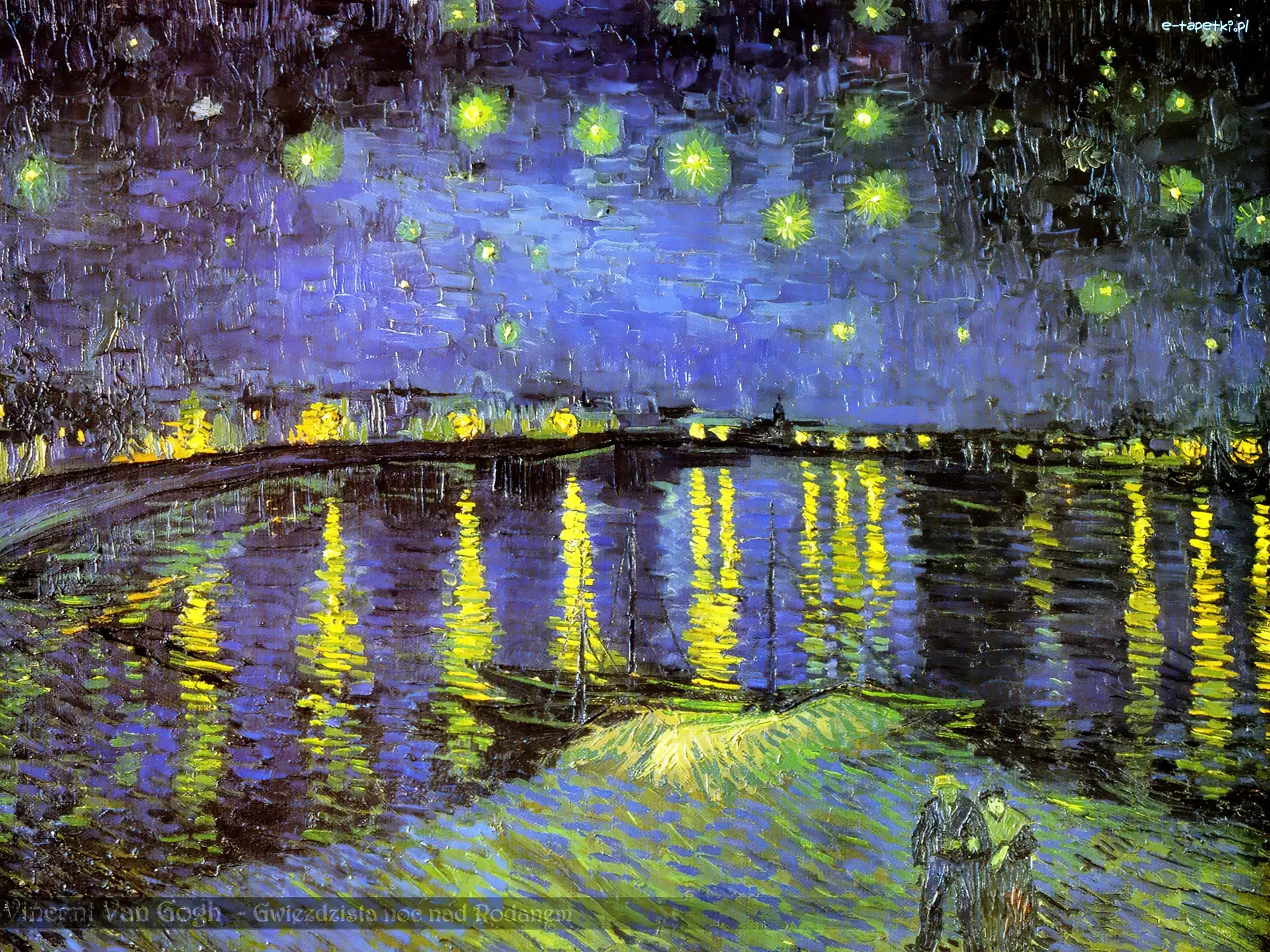 Nad, Gwiaździsta, Noc, Rodanem, Starryrhone, Vincent Van Gogh