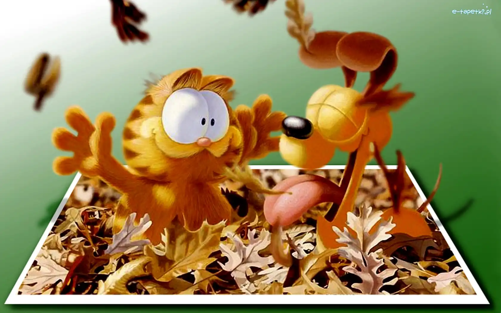 Garfield, Liście, Piesek, 4D, Radość