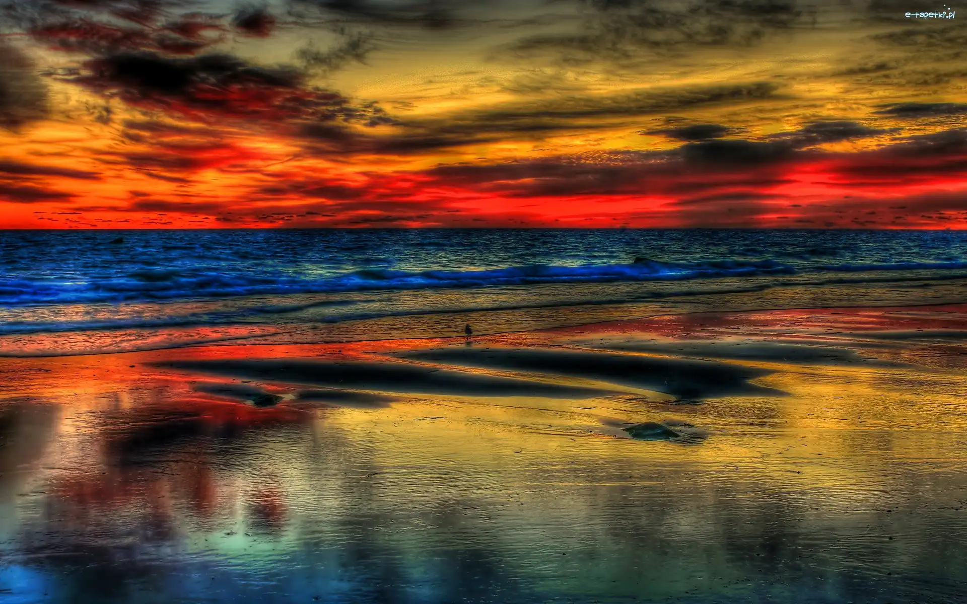 Słońca, Plaża, Morze, Zachód