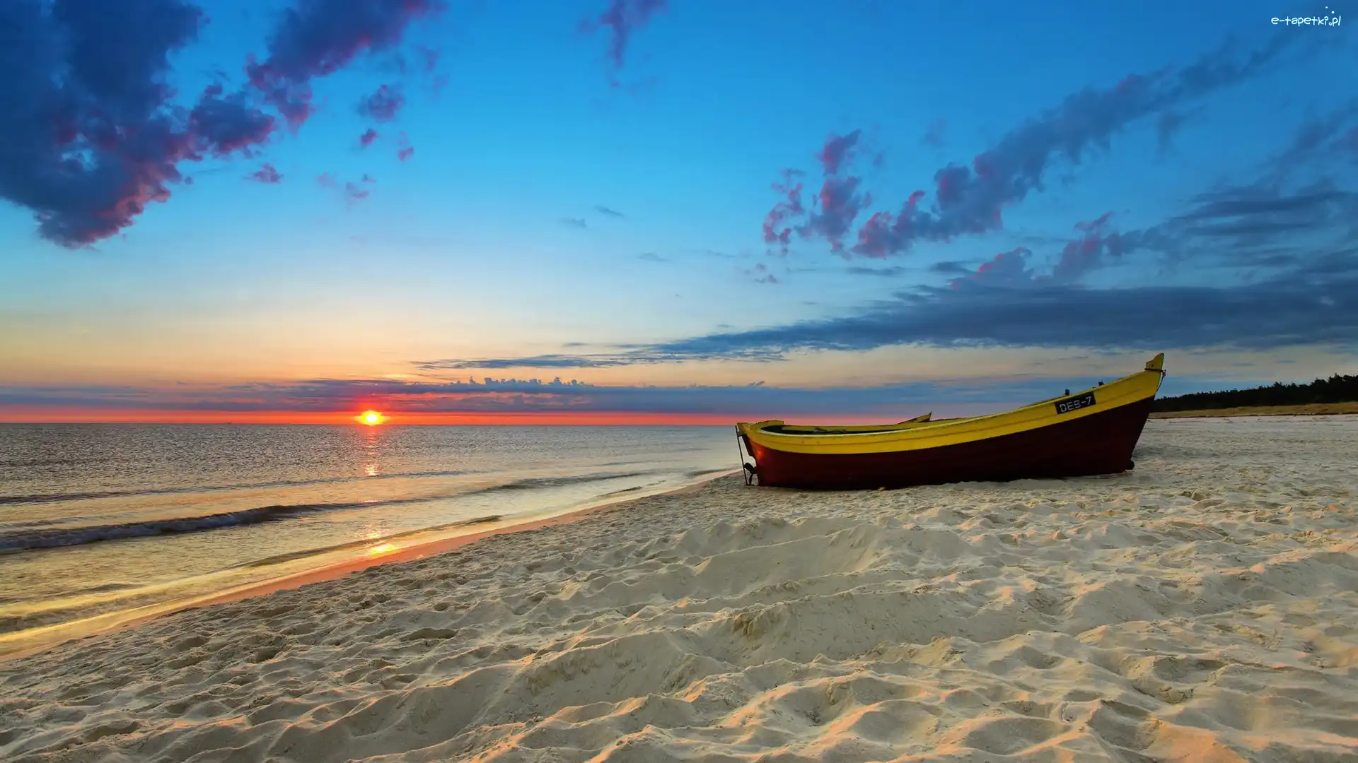 Plaża, Zachód, Morze, Łajba, Słońca