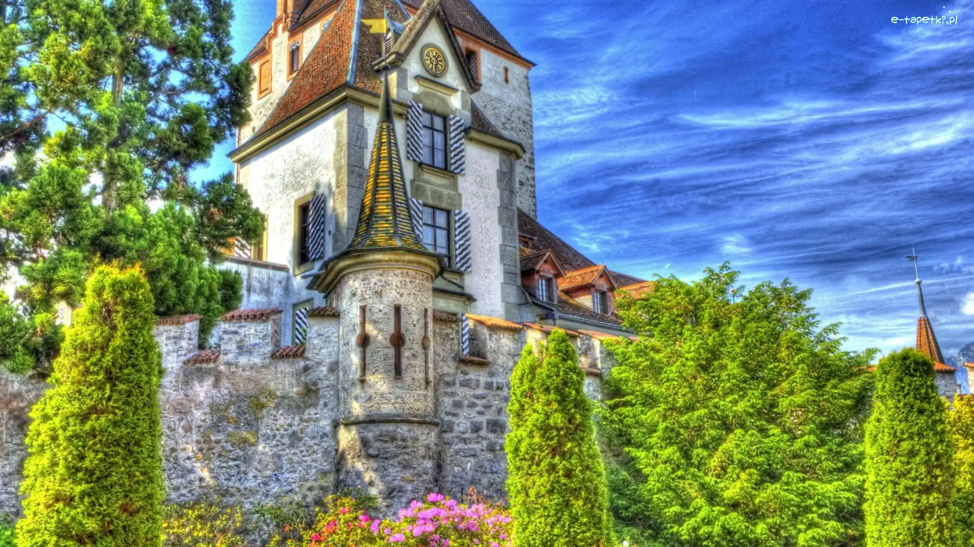 Kwiaty, Drzewa, Zamek