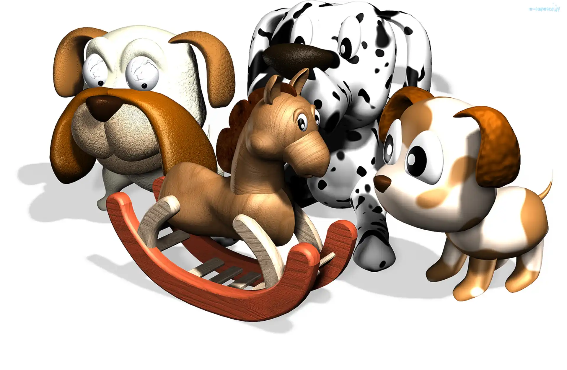 Konik, 3D, Zabawki, Pieski