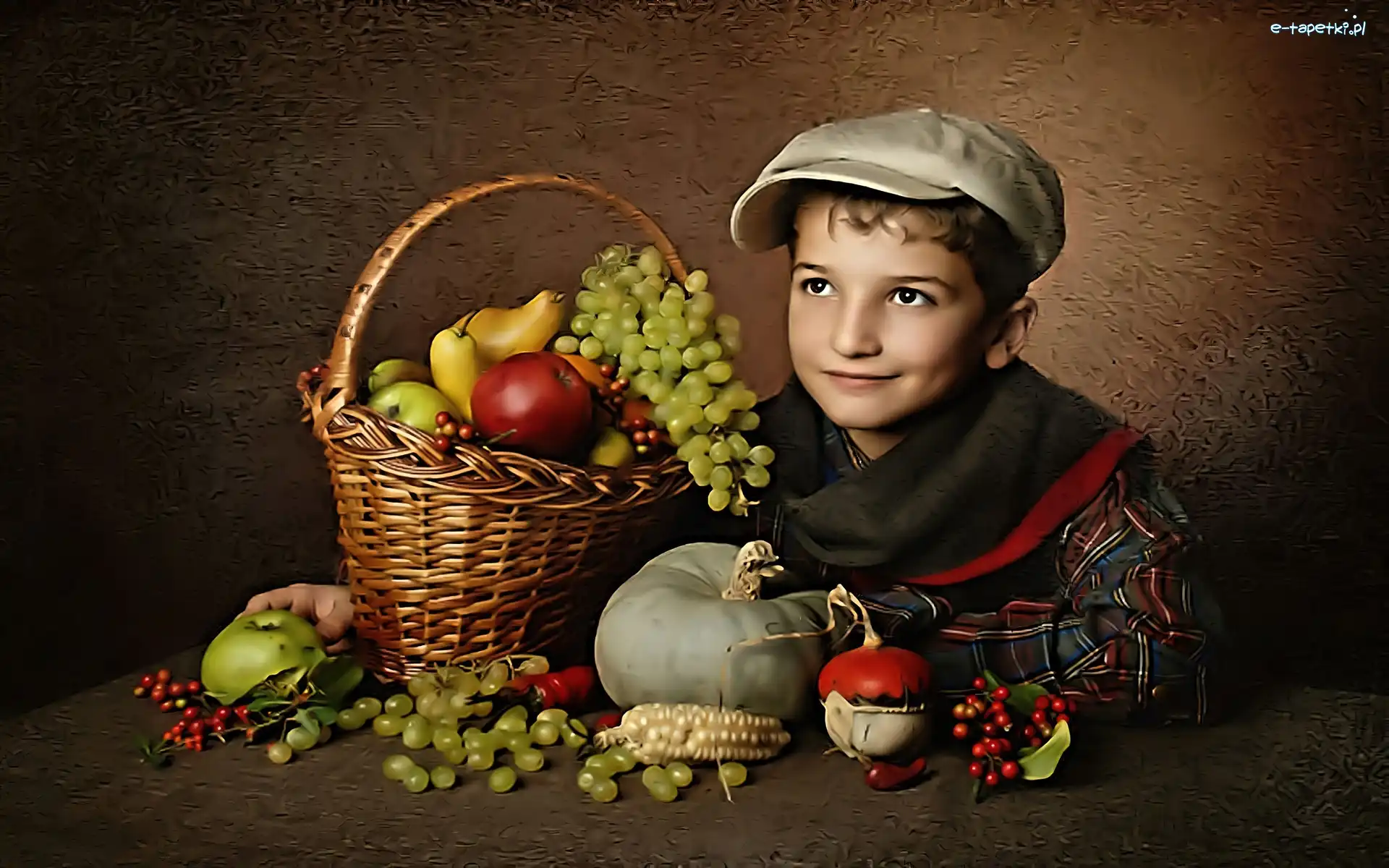 Owoce, Koszyk, Chłopiec