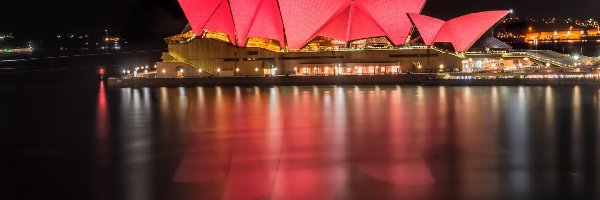 Australia, Zatoka Port Jackson, Sydney, Noc, Sydney Opera House