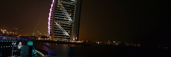 Zjednoczone Emiraty Arabskie, Burj Al Arab, Hotel, Nocą, Dubaj