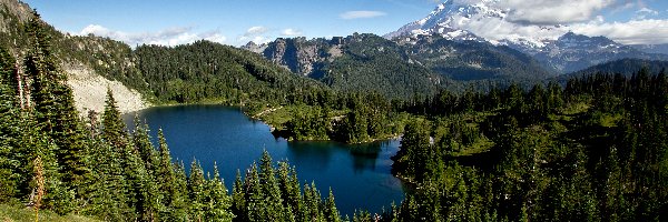 Jezioro Eunice, Park Narodowy Mount Rainier, Stratowulkan Mont Rainier, Góry, Stan Waszyngton, Stany Zjednoczone