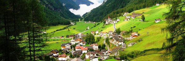 Domy, Lasy, Góry, Austria, Alpy