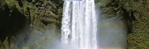 Skogafoss, Tęcza, Islandia, Wodospad