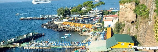 Sorrento, Woda, Włochy, Plaża, Port