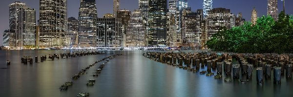 Stany Zjednoczone, Dolny, Nowy Jork, Miasto nocą, Manhattan