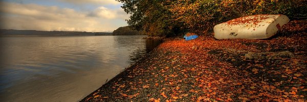 Jesień, Plaża, Jezioro