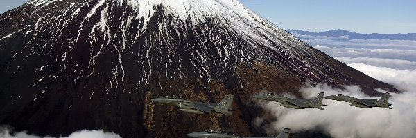 Wulkan, Myśliwce, Fudżi, Japonia, F-22