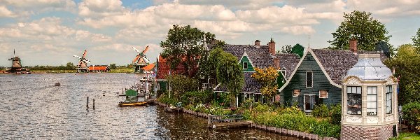 Domy, Holandia, Wiatraki, Rzeka