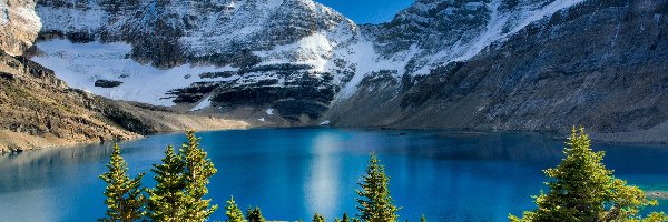 Cień, Góry, Jezioro McArthur Lake, Park Narodowy Yoho, Kanada, Światło, Świerki