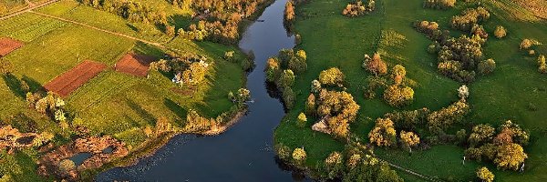 Pola, Lotu, Ptaka, Rzeka, Z, Widok