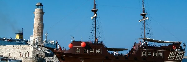 Statek, Port, Galera, Kreta, Retymnon