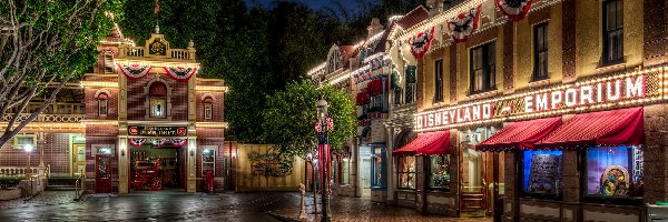 Kalifornia, Disneyland, HDR, Miasta nocną, Domy, Anaheim, Projekt, USA