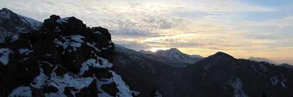 Niebo, Zachód Słońca, Góry