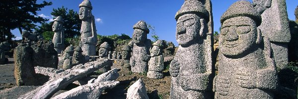 Posągi, Harubang, Jeju, Korea Południowa